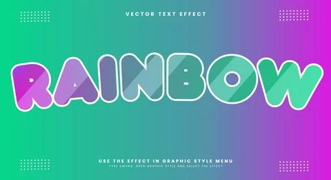 Colorful Rainbow 3d editable text effect Stock Illustration
