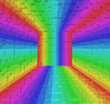 Colorful rainbow abstract background, 3d block style Stock Illustration