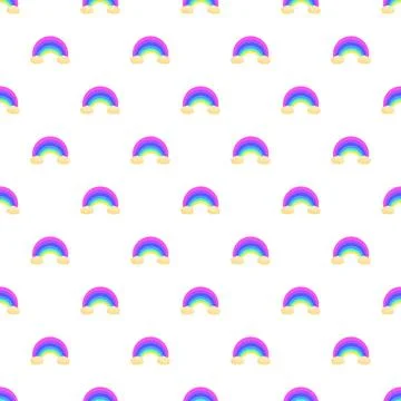 Colorful rainbow and cloud seamless pattern design イラスト素材