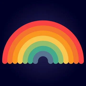 Colorful rainbow arch with rounded edges on dark blue background for childi.. Stock Illustration
