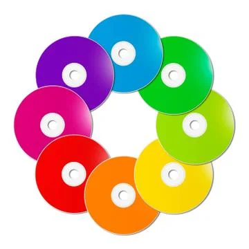 Colorful rainbow CD - DVD in a circle shape on white background Stock Illustration
