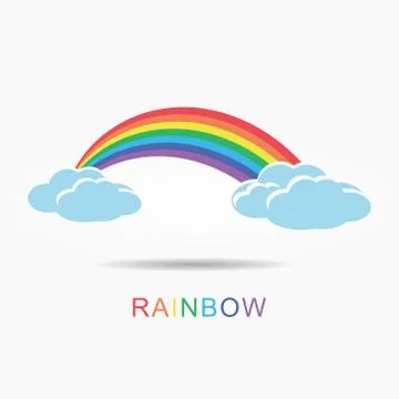 Colorful rainbow with clouds. Stock Illustration
