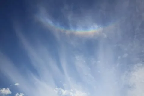 Colorful rainbow with clouds Foto stock
