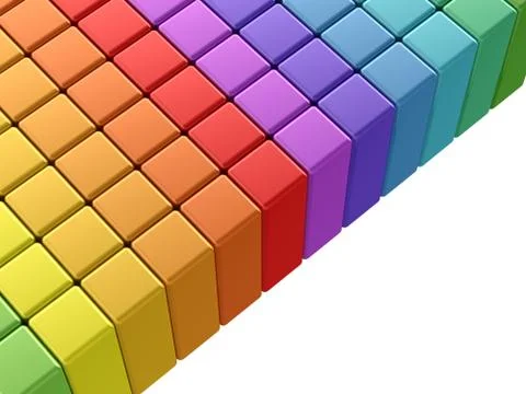 Colorful rainbow cubes 3d rendering 스톡 일러스트