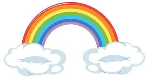 Colorful Rainbow with Fluffy Clouds Ilustração Stock