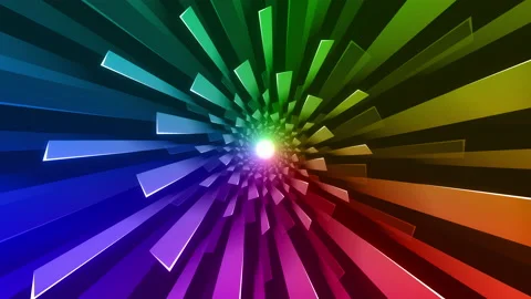 Colorful rainbow gradient circular animated background with looped stripes 스톡 동영상 166633236