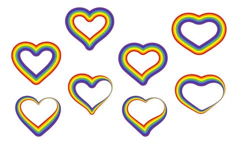 Colorful rainbow layered abstract frames and wavy line shapes collection Stock Illustration