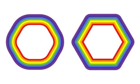 Colorful rainbow layered abstract frames and wavy line shapes collection Stock Illustration