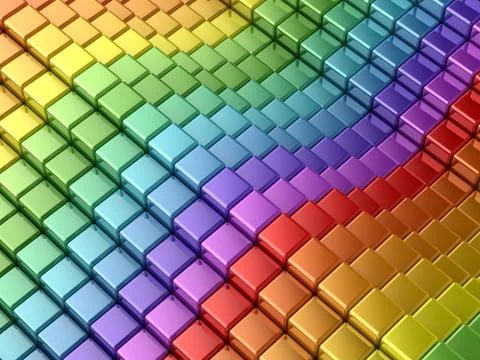 Colorful rainbow lines 3d rendering 스톡 일러스트