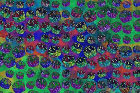 Colorful Rainbow Pastel Cupcake Pattern Seamless Background Illustrazione stock
