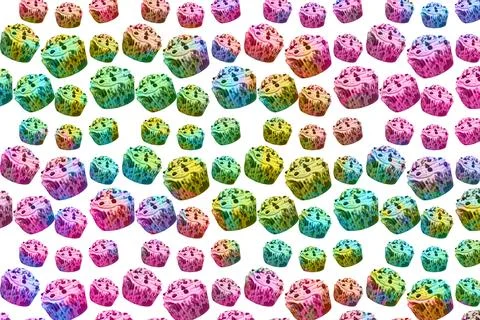 Colorful Rainbow Pastel Cupcake Pattern Seamless Background Illustrazione stock