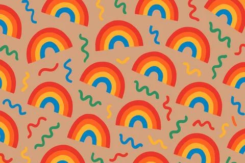 Colorful rainbow pattern with abstract shapes background イラスト素材
