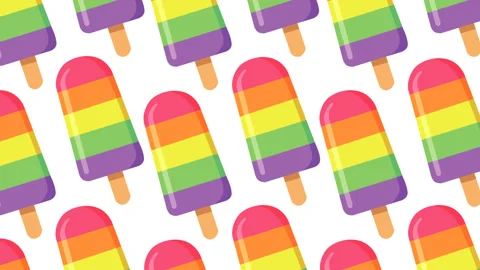 Colorful Rainbow Popsicle Pattern on White Background Stock Footage 339980151