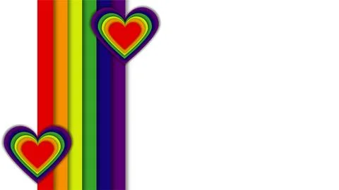 Colorful Rainbow Pride Flags with Heart Symbols for LGBTQ Support. 스톡 일러스트