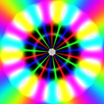Colorful rainbow rays of lights in circular pattern Illustrazione stock