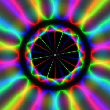 Colorful rainbow rays of lights in circular pattern Illustrazione stock
