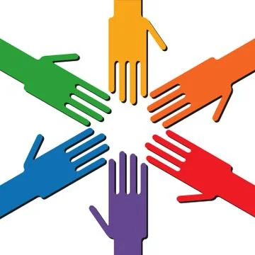 Colorful rainbow ring of hands Stock Illustration