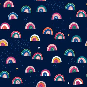 Colorful rainbow seamless pattern. Creative rainbows vector illustration. Stock Illustration