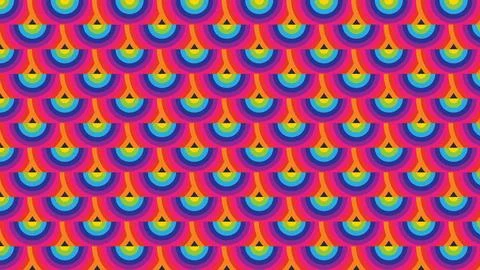 Colorful rainbow semicircle pattern creates a playful repeating geometric Stock Illustration