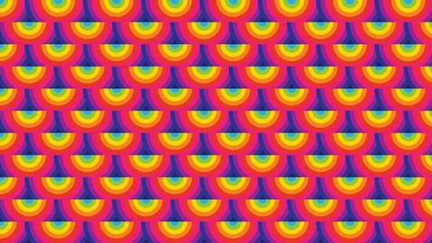 Colorful rainbow semicircle pattern creates a playful repeating geometric Stock Illustration