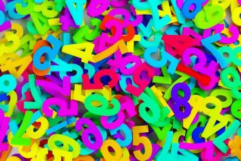 Colorful rainbow spectrum colored random digit numbers heap background frame  Stock Illustration