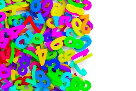 Colorful rainbow spectrum colored random digit numbers heap background vertic Stock Illustration