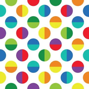 Colorful rainbow split polka dot seamless pattern vector. Bright children b.. Stock Illustration