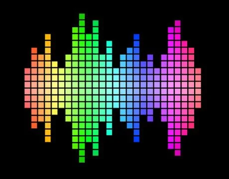 Colorful rainbow square blocks audio spectrum waveform Illustrazione stock