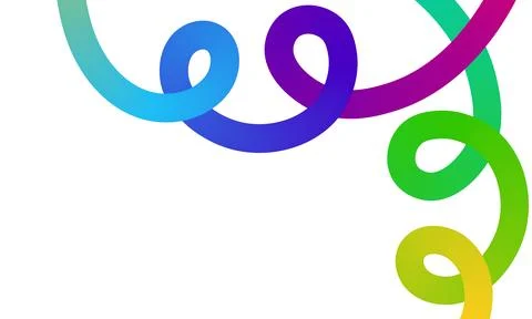 Colorful rainbow swirl elements blending into smooth fluid spiral wave design 库存插图