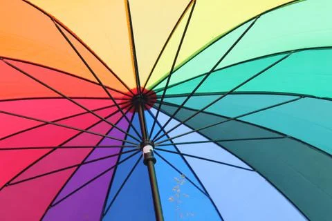 Colorful Rainbow Umbrella closeup view Foto stock