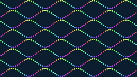 Colorful rainbow waves on dark background seamless pattern with circles and wavy Stock-Footage 297605924