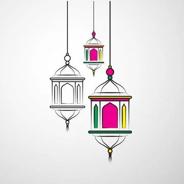 Colorful Ramadan and Eid Lanterns Stock Illustration