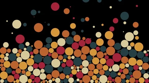 Colorful random scale circles fill a black background Stock Footage 99711545
