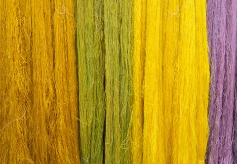 Colorful of Raw silk thread for background. Stock Photos