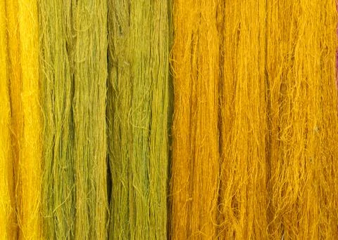 Colorful of Raw silk thread for background. Stock Photos