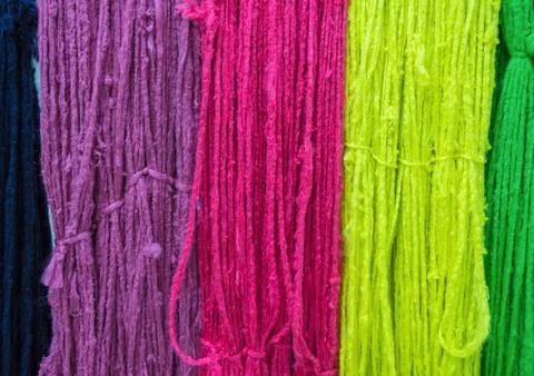 Colorful of Raw silk thread for background. Stock Photos
