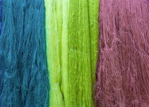 Colorful of Raw silk thread for background. Stock Photos