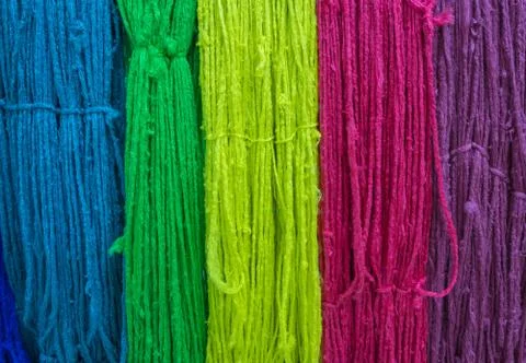 Colorful of Raw silk thread for background Stock Photos