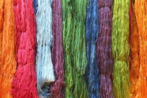 Colorful raw silk thread Stock Photos