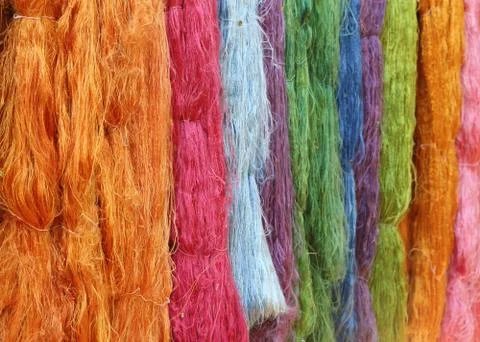 Colorful raw silk thread Stock Photos