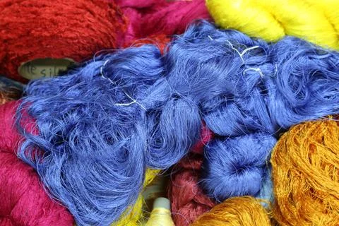 Colorful raw silk thread Stock Photos