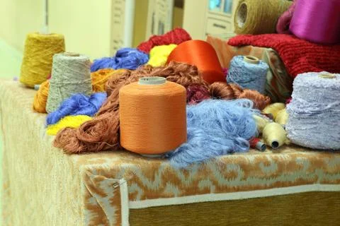 Colorful raw silk thread Stock Photos
