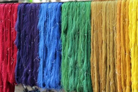 Colorful raw silk thread Stock Photos