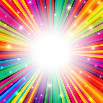 Colorful Rays Psychedelic Background with Space for Your Text in Center Stock Illustration