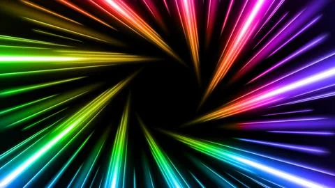 Colorful Rays Zoom in Motion Effect, Swirl Light Color Trails, Vector Illus.. Stock Illustration
