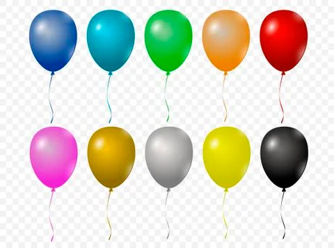 Colorful realistic balloon set. Vector illustration of shiny colorful glossy  Stock Illustration