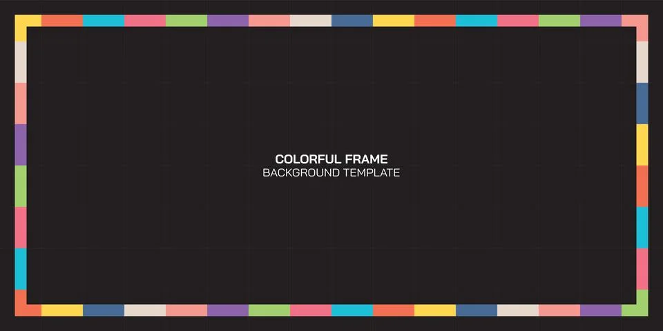 Colorful rectangle frame template on black background. Stock Illustration