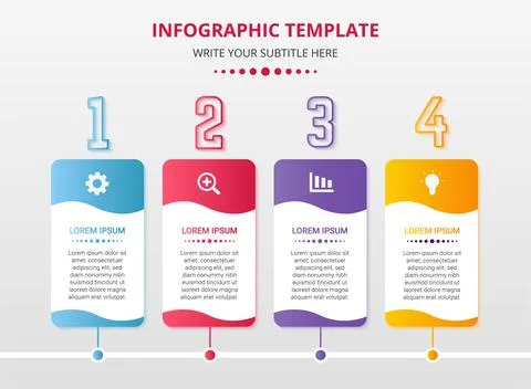 Colorful rectangle infographic steps template Stock Illustration