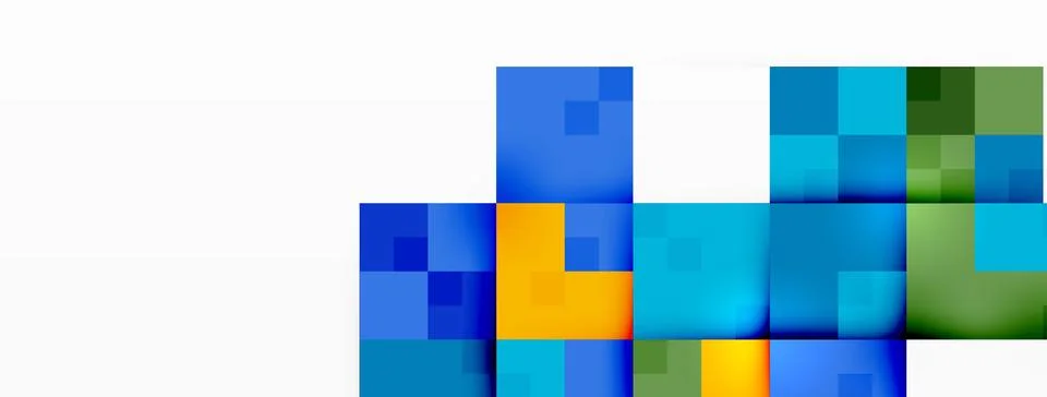 Colorful rectangle pattern with blue and yellow squares on white background Stockillustratie