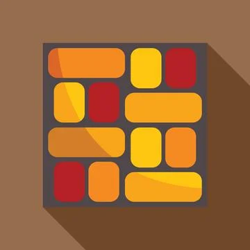 Colorful rectangle pattern resembling a brick wall casting a long shadow Illustrazione stock